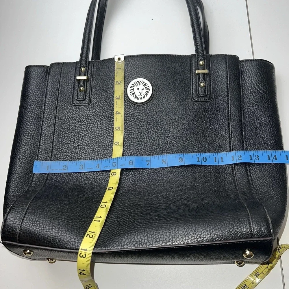 Anne Klein Perfect Shopper Large Tote Shoulder Bag Faux Leather Black